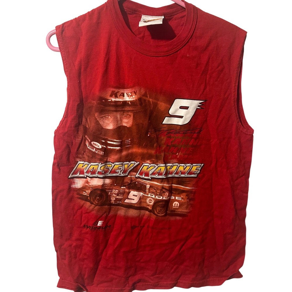 Kasey Kahne NASCAR Winners Circle Red Muscle Tee Sleeveless Shirt Mens Medium